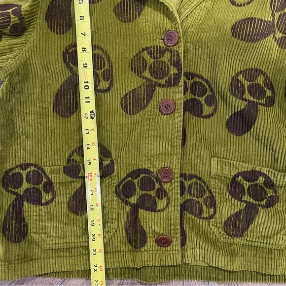 Big Bud Press Mushroom Paint Stamp Sailor Corduroy Cropped Jacket Size Medium - Picture 13 of 14